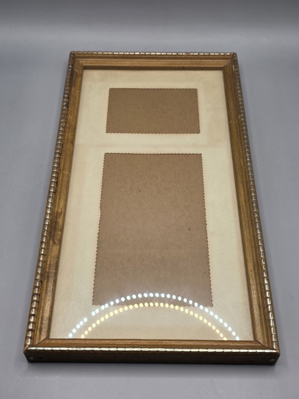 Vintage Gold Wood Beaded Picture Frame 2 Opening Matte Glass Gallery Wall Decor
